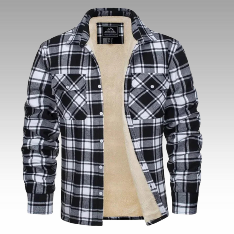 Truffel™ - Checked Trucker Jacket with Fleece Lining