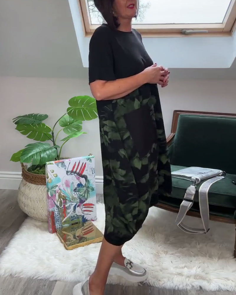 Verena - Casual Patchwork Dress with Floral Print