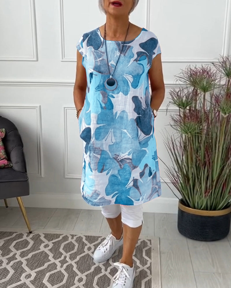 Paula - Long Top with Floral Pattern