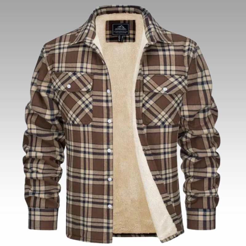 Truffel™ - Checked Trucker Jacket with Fleece Lining