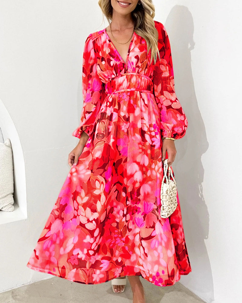 LIESEL I FLOWER LONG-SLEEVED DRESS