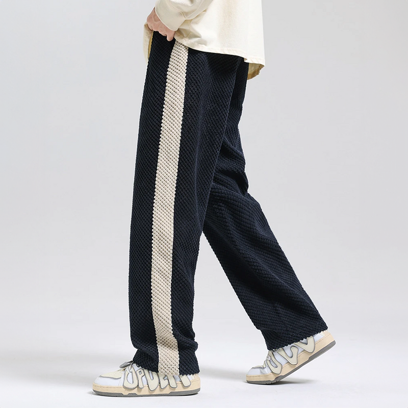 Cord Jogging Pants with Waffle Pattern