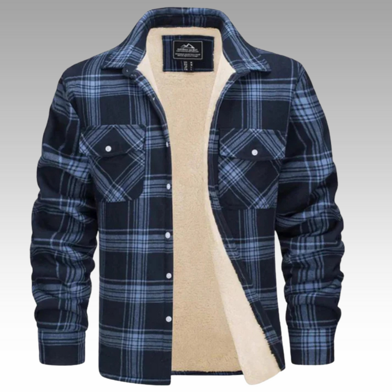 Truffel™ - Checked Trucker Jacket with Fleece Lining