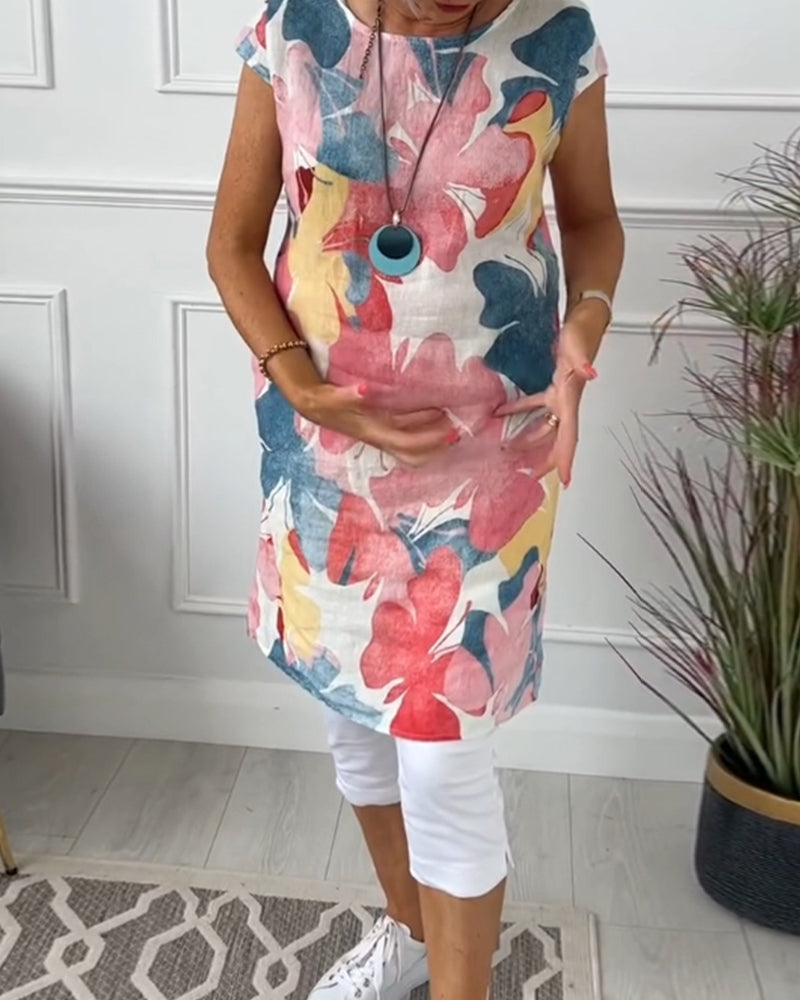 Paula - Long Top with Floral Pattern