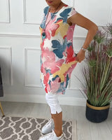 Paula - Long Top with Floral Pattern
