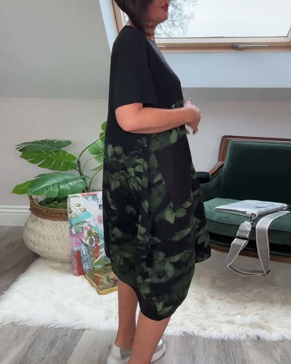 Verena - Casual Patchwork Dress with Floral Print