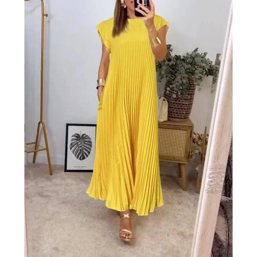 Alissa - Simple Solid Color Pleated Dress
