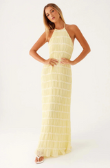 Caroline | Textured Halter Neck Maxi Dress