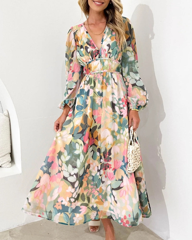 LIESEL I FLOWER LONG-SLEEVED DRESS