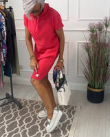 Astrid - Short-Sleeved Casual Dress with Hood