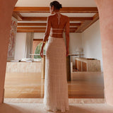 Caroline | Textured Halter Neck Maxi Dress