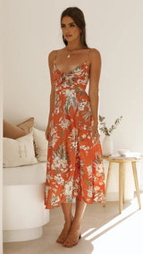 Flora | Romantic Midi Dress with Floral Print