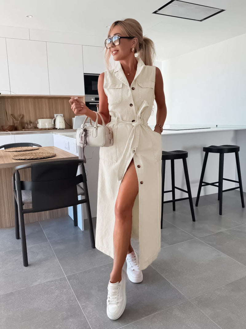 Hanna | Sleeveless Long Denim Dress