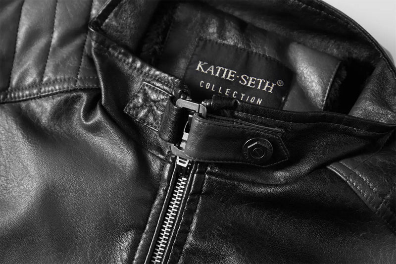 Tobias™ Rust – Red-brown Motorcycle Jacket with Patch Details