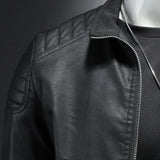 Storm™ Edge – Blue PU Leather Jacket with Modern Shoulder Details