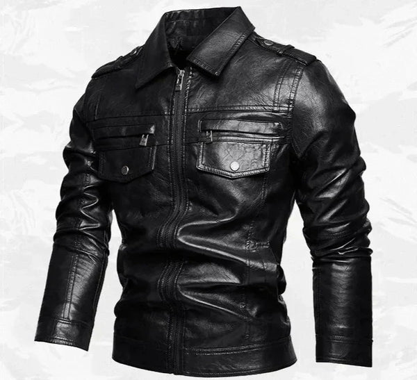 Frederik™ Raw – Brown Leather Jacket with Vintage Structure and Broad Shoulders