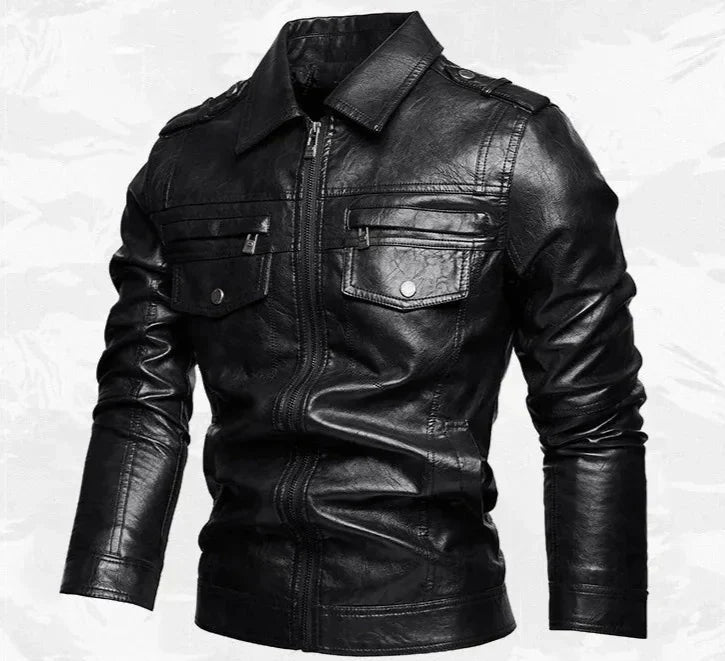 Frederik™ Raw – Brown Leather Jacket with Vintage Structure and Broad Shoulders