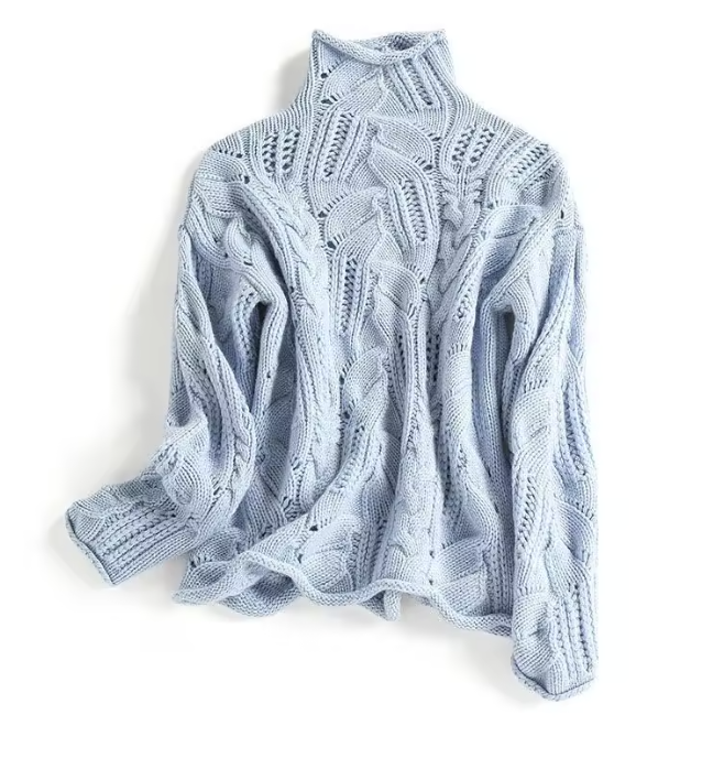 Hearthmere Hollow-Twist Wool Roll Neck