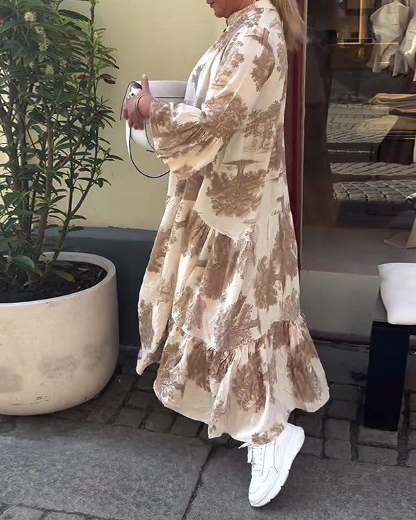 Heike - Loose-Fitting Patchwork Dress with V-Neck