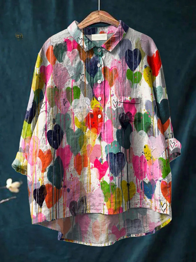 Valentina | Colourful Heart Print Shirt