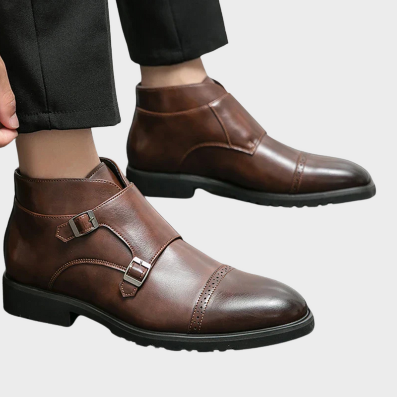 Parker | Faux Leather Double Monk Strap Boots