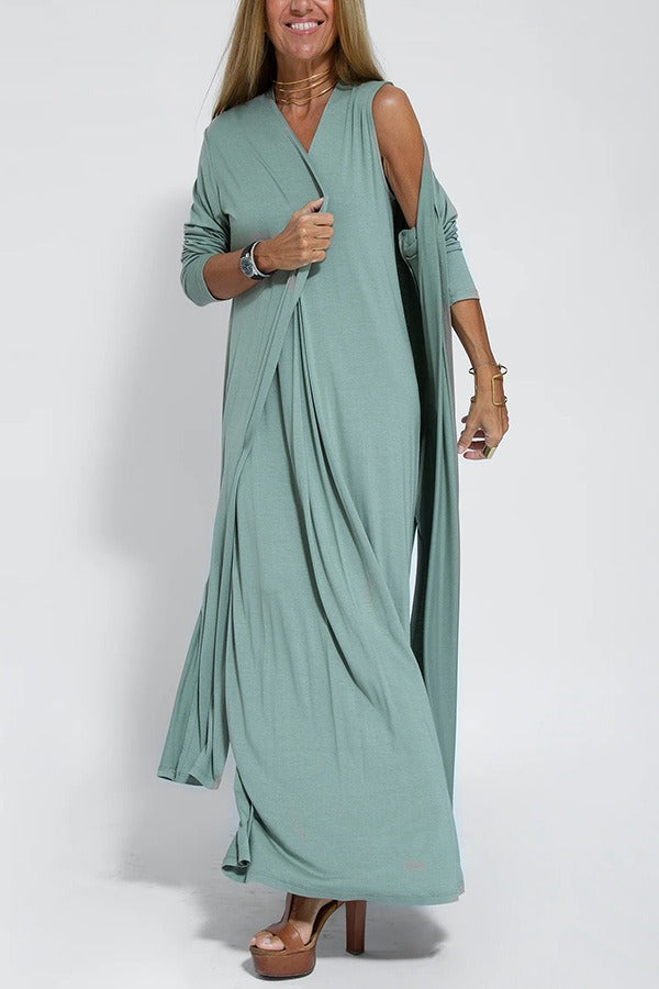 Carmela | Elegant Long Dress with Cardigan