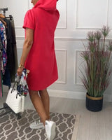 Astrid - Short-Sleeved Casual Dress with Hood
