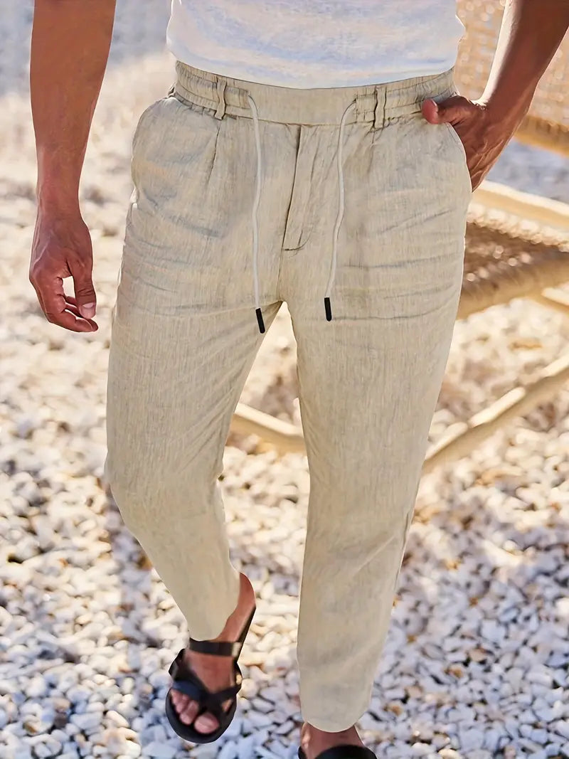 LOOSE LINEN PANTS WITH DRAWSTRING