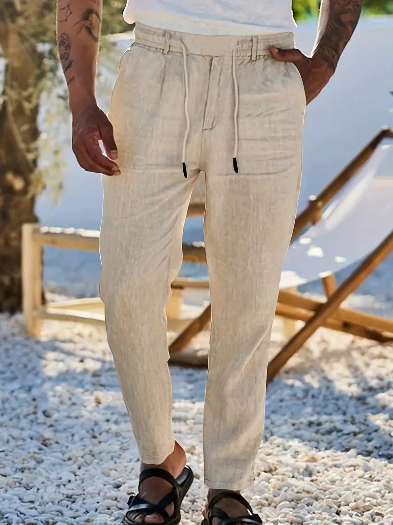 LOOSE LINEN PANTS WITH DRAWSTRING