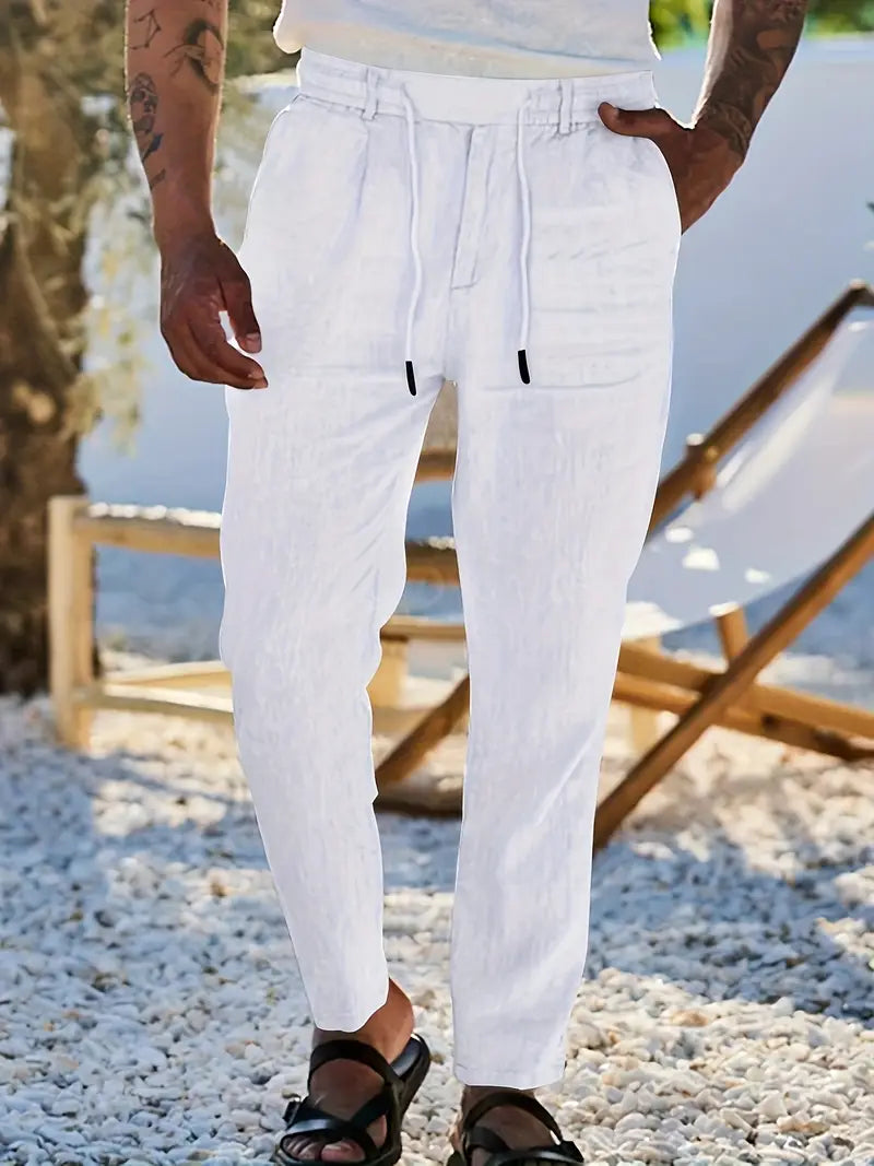 LOOSE LINEN PANTS WITH DRAWSTRING