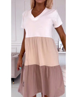 Alva | Color Block Casual Dress with Short Sleeves