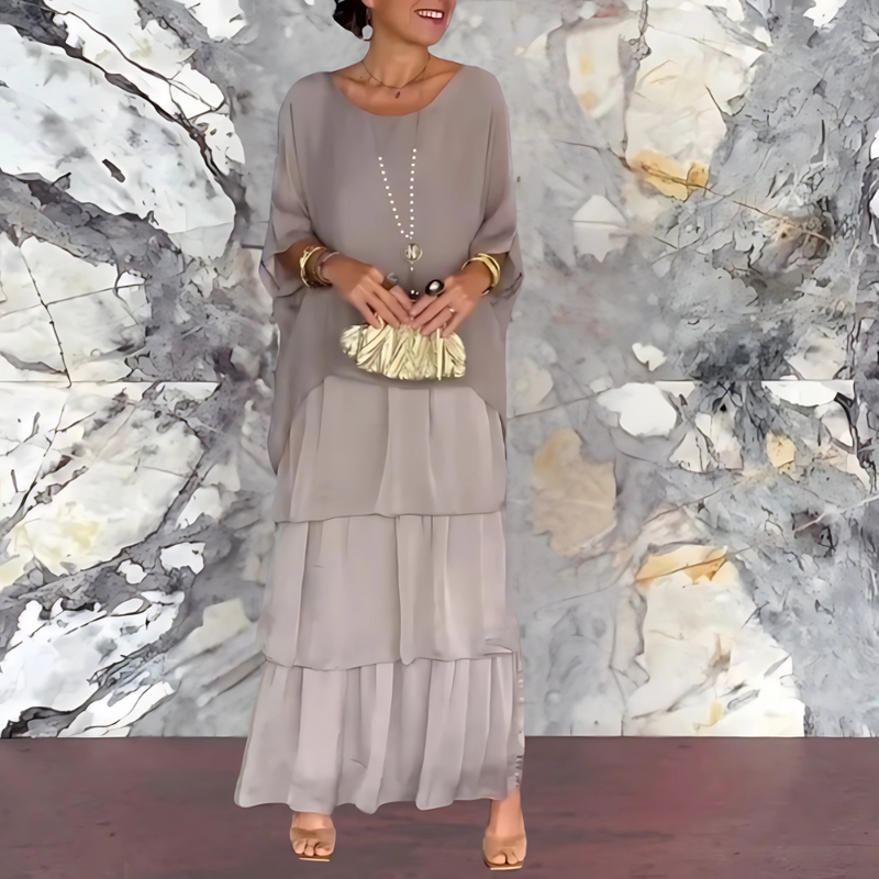 Ella | Elegant Long Dress with Stylish Bat Sleeves