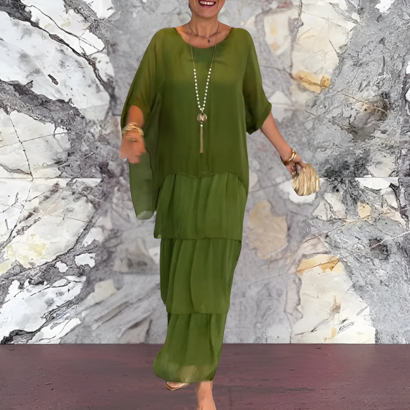 Ella | Elegant Long Dress with Stylish Bat Sleeves