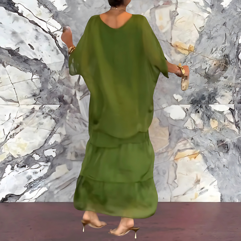 Ella | Elegant Long Dress with Stylish Bat Sleeves