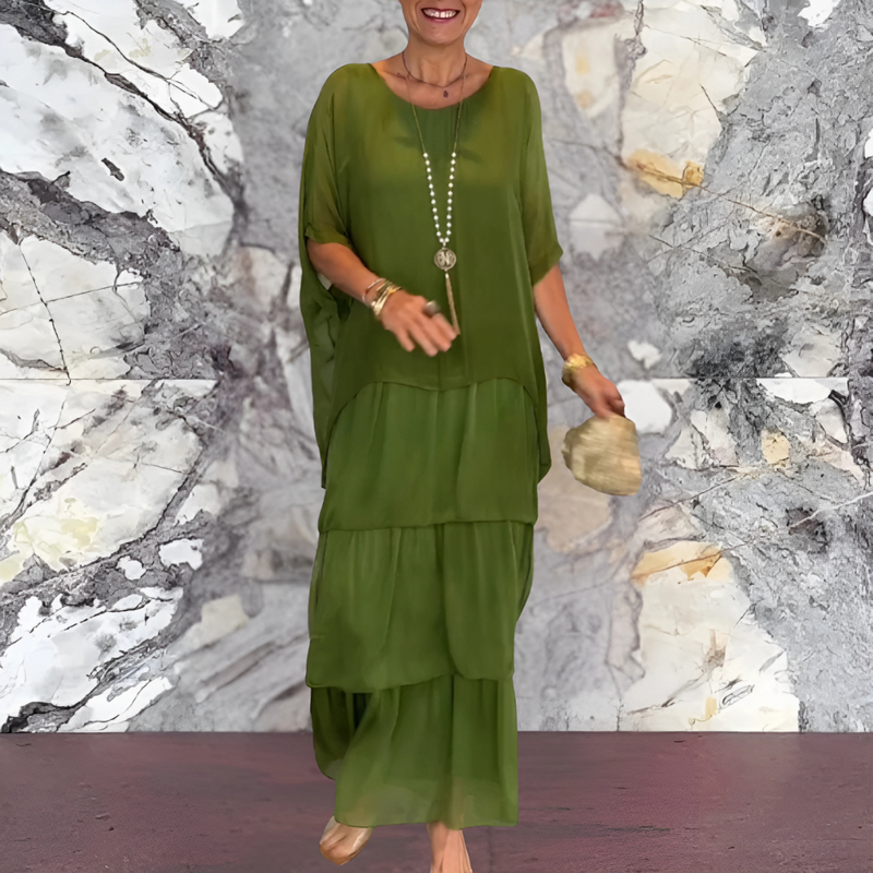 Ella | Elegant Long Dress with Stylish Bat Sleeves