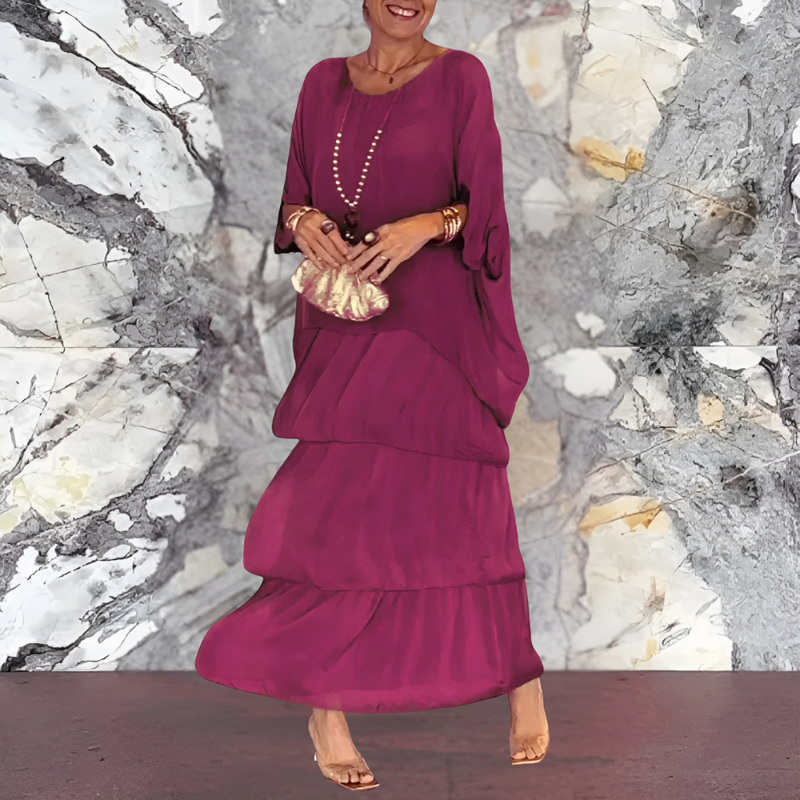 Ella | Elegant Long Dress with Stylish Bat Sleeves