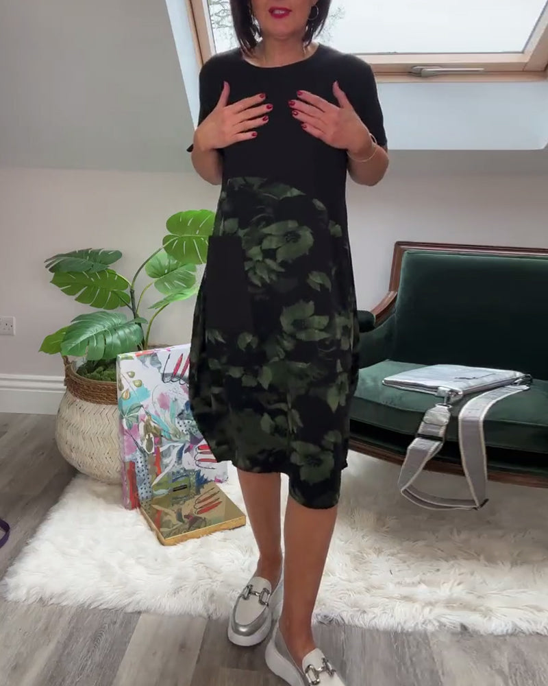 Verena - Casual Patchwork Dress with Floral Print