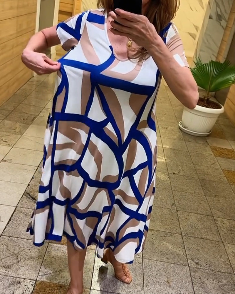Delia - Elegant Dress with Geometric Pattern