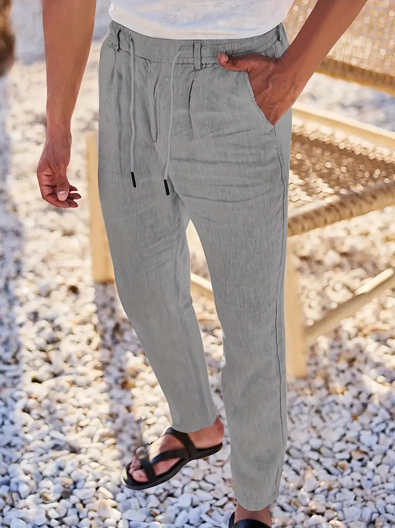 LOOSE LINEN PANTS WITH DRAWSTRING