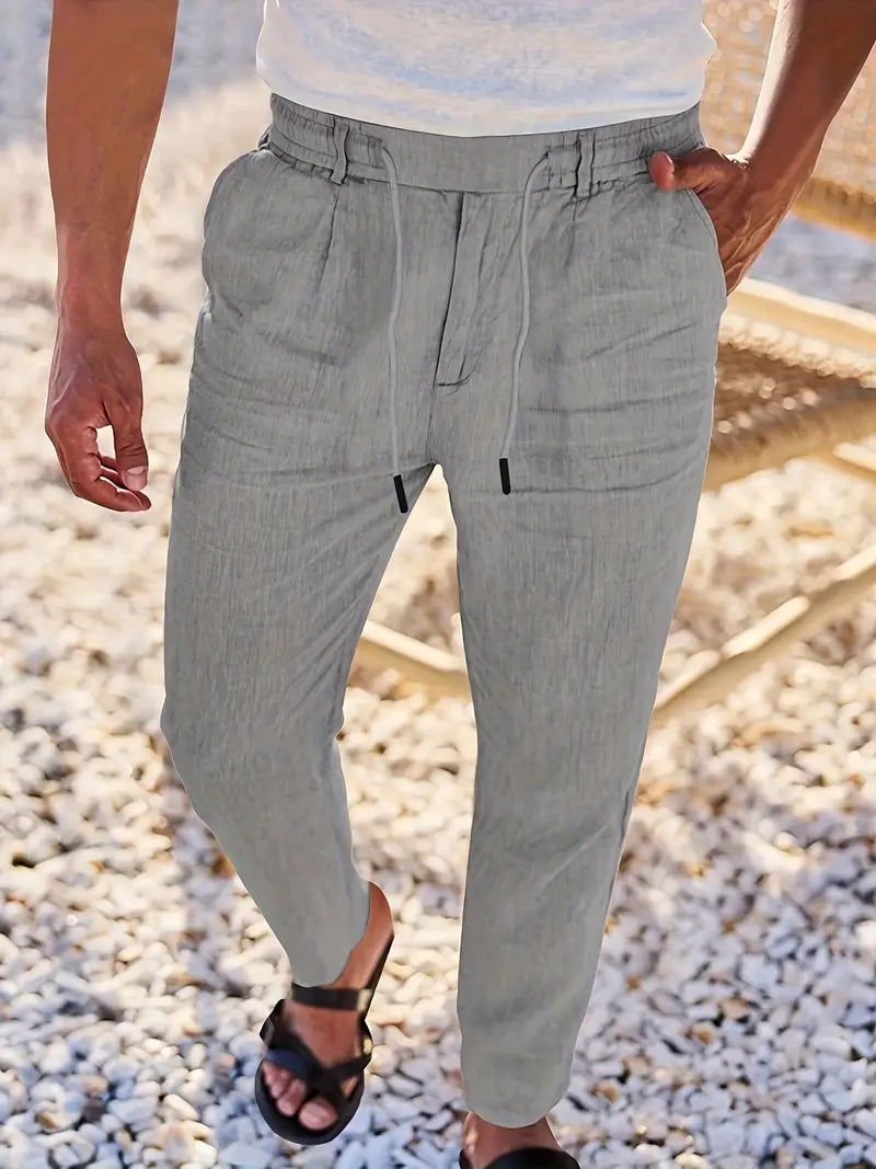 LOOSE LINEN PANTS WITH DRAWSTRING
