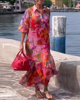 Marina - multicolored printed dress in floral pattern