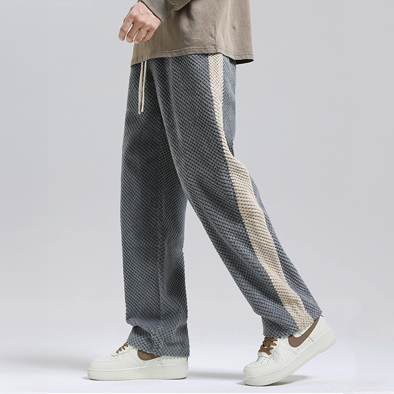 Cord Jogging Pants with Waffle Pattern