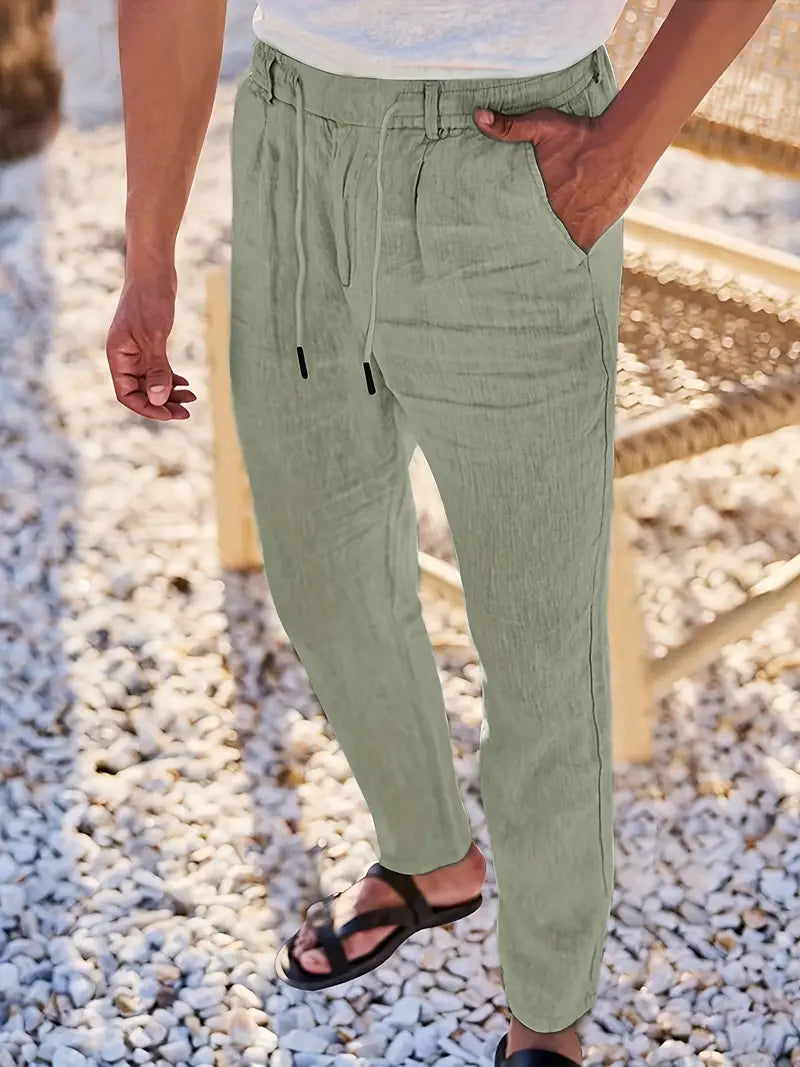 LOOSE LINEN PANTS WITH DRAWSTRING
