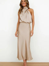 Laura | Stand Collar Halter Dress Without Sleeves
