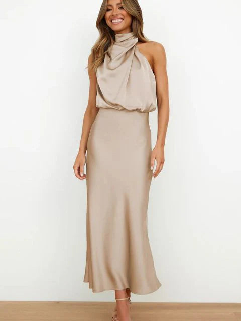 Laura | Stand Collar Halter Dress Without Sleeves