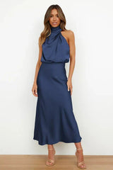 Laura | Stand Collar Halter Dress Without Sleeves