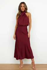 Laura | Stand Collar Halter Dress Without Sleeves