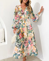 LIESEL I FLOWER LONG-SLEEVED DRESS