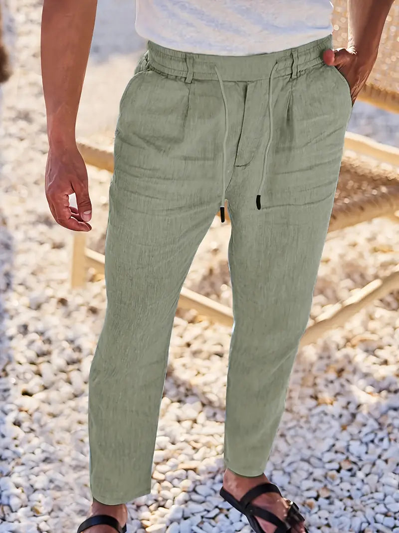 LOOSE LINEN PANTS WITH DRAWSTRING
