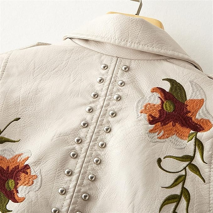 Sofia™ | Stylish Biker Jacket with Floral Embroidery
